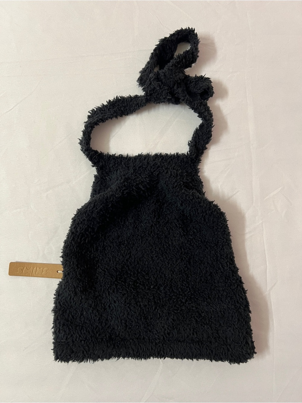 SKIMS Cozy Knit Halter Tie Crop Top Black